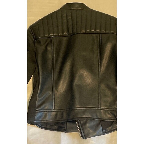 Zara Black Faux Leather Biker Zipper Jacket Women’s Size Small - Picture 6 of 8